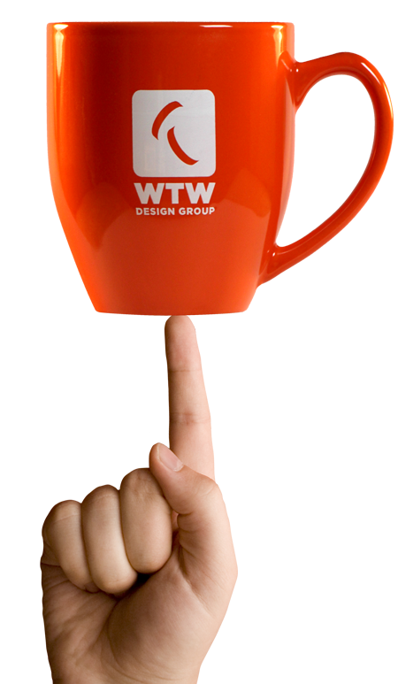 WTW mug balanced on hand