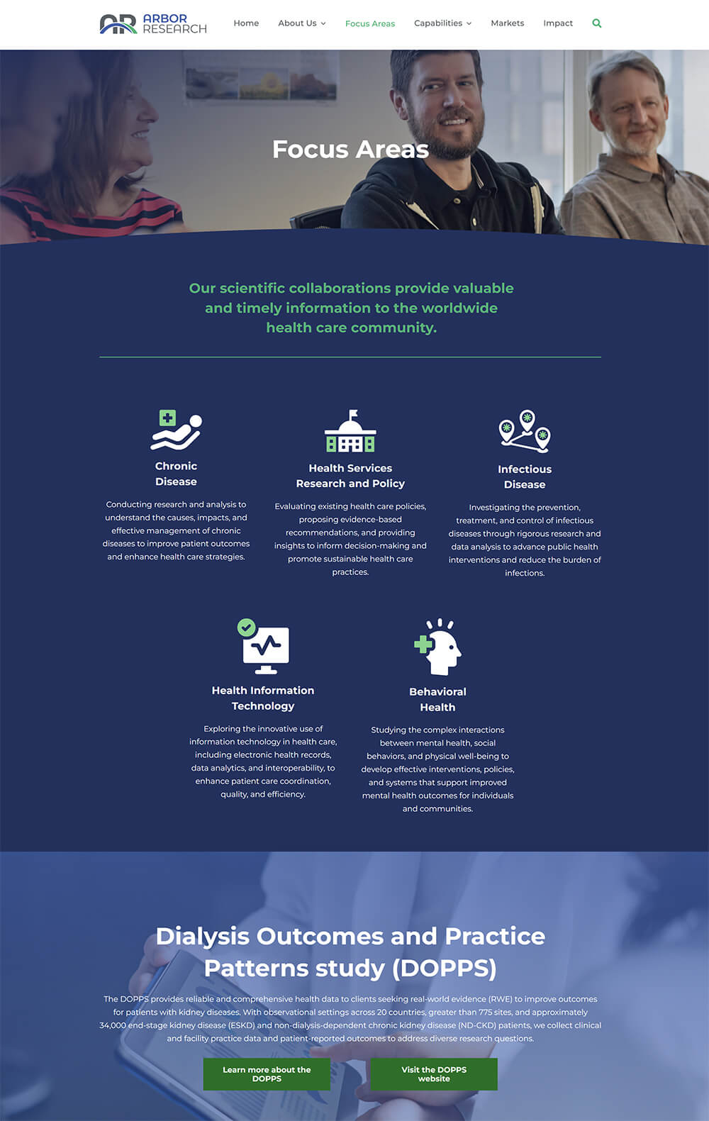 Image of the current focus areas page for Arbor Research.